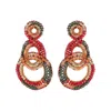 Lavish By Tricia Milaneze Women's Neutrals / Green / Red Sunset Coral Mix Artemis Handmade Crochet Earrings