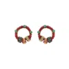 Lavish By Tricia Milaneze Women's Neutrals / Green / Red Sunset Coral Mix High Roller Trio Posts Handmade Earrings