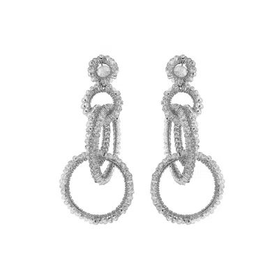 Lavish By Tricia Milaneze Women's Neutrals / Silver Clear & Silver Grace Handmade Earrings
