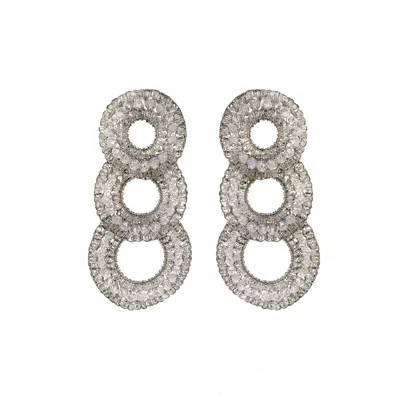 Lavish By Tricia Milaneze Women's Neutrals / Silver Clear & Silver Gush Handmade Crochet Earrings