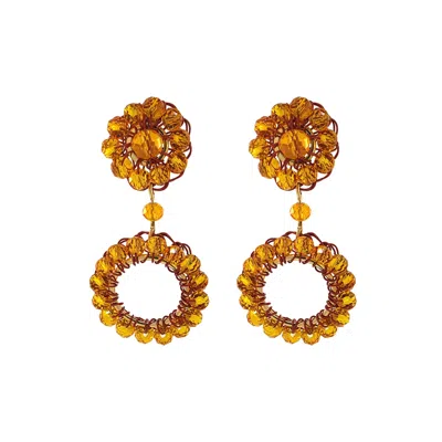 Lavish By Tricia Milaneze Women's Neutrals / Yellow / Orange Amber Orange Leah Mini Handmade Crochet Earrings