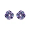 Lavish By Tricia Milaneze Women's Pink / Purple / Blue Neon Purple Mix Gaia Post Handmade Crochet Earrings