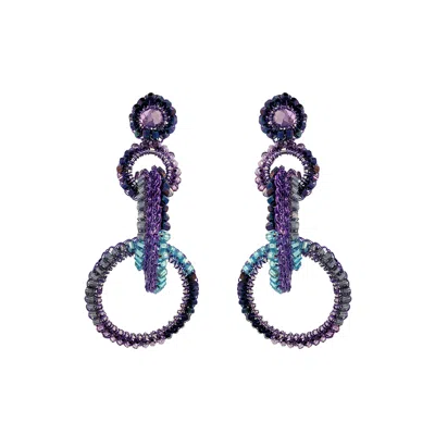 Lavish By Tricia Milaneze Women's Pink / Purple / Blue Neon Purple Mix Grace Handmade Crochet Earrings