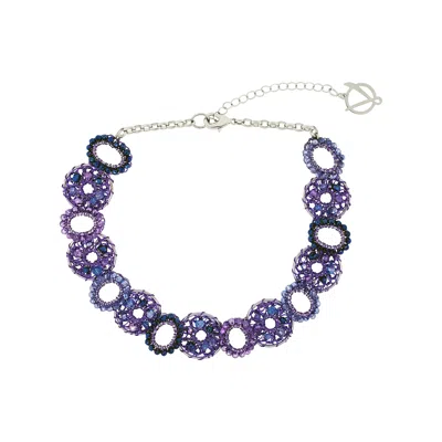 Lavish By Tricia Milaneze Women's Pink / Purple / Blue Neon Purple Mix Moira Choker Handmade Necklace