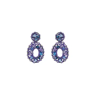 Lavish By Tricia Milaneze Women's Pink / Purple / Blue Neon Purple Mix Moira Drop Handmade Earrings