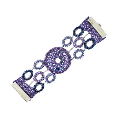 Lavish By Tricia Milaneze Women's Pink / Purple / Blue Neon Purple Mix Moira Maxi Handmade Bracelet