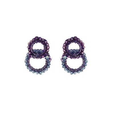 Lavish By Tricia Milaneze Women's Pink / Purple / Blue Neon Purple Mix Molly Duo Handmade Crochet Earrings