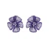Lavish By Tricia Milaneze Women's Pink / Purple Neon Purple Plumeria Handmade Crochet Post Earrings