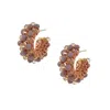 Lavish By Tricia Milaneze Women's Pink / Purple / Rose Gold Breeze Lavender Mix Dandelion Hoops Handmade Earrings