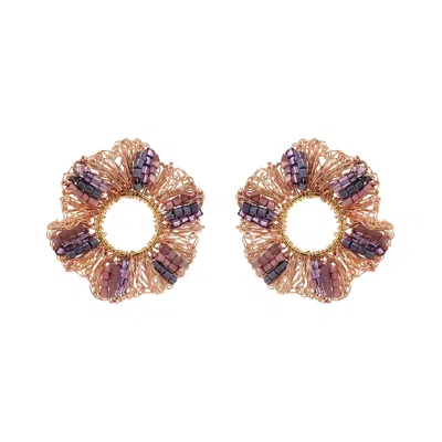 Lavish By Tricia Milaneze Women's Pink / Purple / Rose Gold Breeze Lavender Mix Gaia Maxi Post Handmade Crochet Earrings