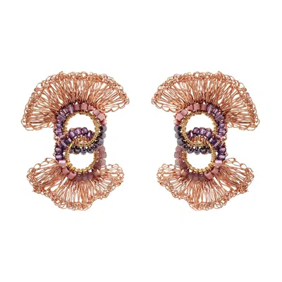 Lavish By Tricia Milaneze Women's Pink / Purple / Rose Gold Breeze Lavender Mix Nova Gaia Handmade Crochet Earrings