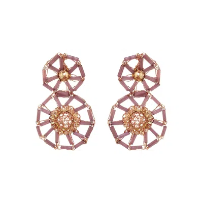 Lavish By Tricia Milaneze Women's Pink / Purple / Rose Gold Breeze Lavender Mix Themis Duo Handmade Crochet Earrings