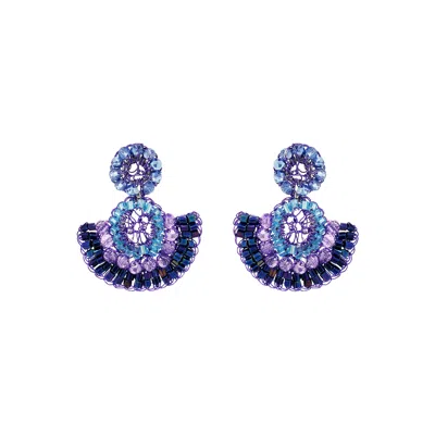 Lavish By Tricia Milaneze Women's Pink / Purple / Silver Neon Purple Mix Althea Mini Dangle Handmade Earrings