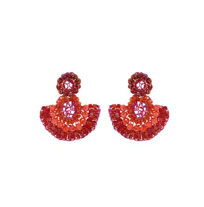 Lavish By Tricia Milaneze Women's Pink / Purple / Yellow Neon Fuchsia Mix Althea Mini Dangle Handmade Earrings
