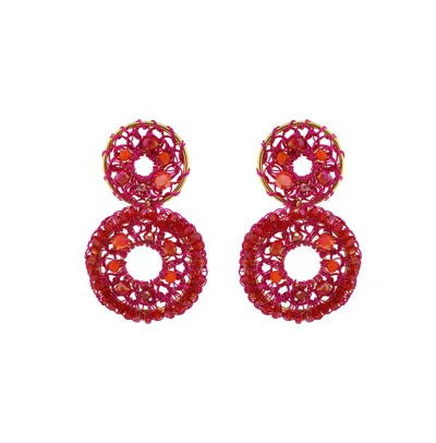 Lavish By Tricia Milaneze Women's Pink / Purple / Yellow Neon Fuchsia Mix Moira Handmade Earrings