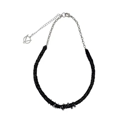 Lavish By Tricia Milaneze Women's Silver / Neutrals / Black Royal Black Wild Card Handmade Crochet Necklace