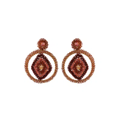 Lavish By Tricia Milaneze Women's Yellow / Orange Dark Coral Kiara Jade Handmade Earrings In Brown