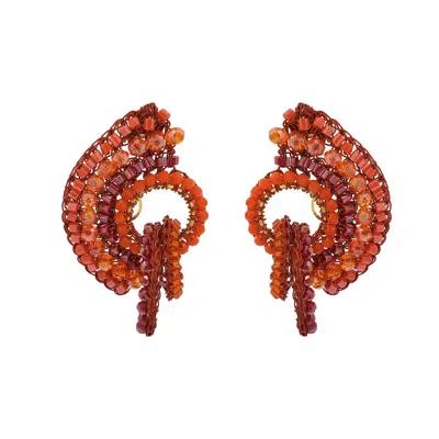 Lavish By Tricia Milaneze Women's Yellow / Orange / Red Coral Red Mix Sophia Handmade Crochet Earrings