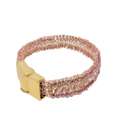 Lavish By Tricia Milaneze Women's Ziggy Handmade Crochet Bracelet In Rose Quartz Mix In Pink