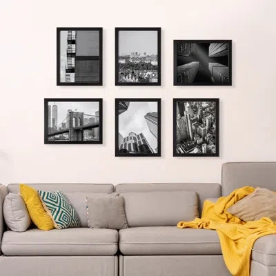 Lavish Home 11" X 14" Picture Frames With Stand And Hooks 6-pieces, Black