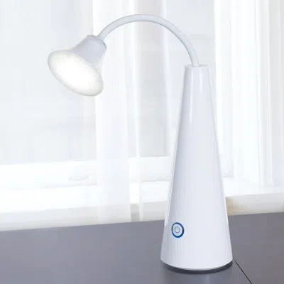 Lavish Home 14" Desk Lamp, Contemporary Led Gooseneck Desk Lamp - White In White,cream