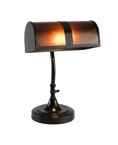 Lavish Home 14" Mission Style Led Banker's Table Lamp In Black