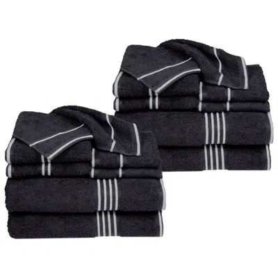 Lavish Home 16 Piece 100% Cotton Towel Set In Black