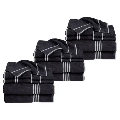Lavish Home 24 Piece 100% Cotton Towel Set In Black