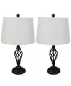 Lavish Home 24.41" Usb Charging Led Table Lamp Set In Black