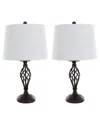 Lavish Home 24.5" Spiral Cage Table Lamp Set In Bronze And White