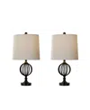 Lavish Home 25" Openwork Iron Orb Table Lamp Set In Matte Black
