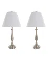 Lavish Home 25.5" Brushed Steel Table Lamp Set In Silver And White