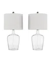 Lavish Home 26" Glass Cloche Table Lamp Set In Clear Glass And Ivory