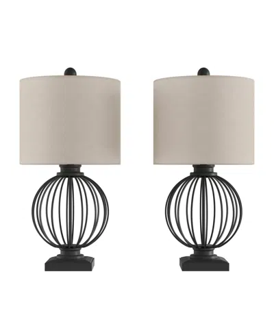 Lavish Home 26" Modern Rustic Farmhouse Style Table Lamp Set In Black