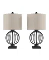 Lavish Home 26" Modern Rustic Farmhouse Style Table Lamp Set In Black