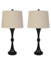 Lavish Home 27.17" Usb Charging Led Table Lamp Set In Black