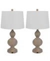 Lavish Home 27.17" Usb Charging Led Table Lamp Set In White Wash