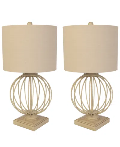 Lavish Home 28" Usb Charging Led Table Lamp Set In Brown