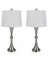 Lavish Home 28.74" Usb Charging Led Table Lamp Set In Brushed Silver