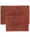Lavish Home 2pc Cotton Plush Bathroom Mat Rug Set In Brick