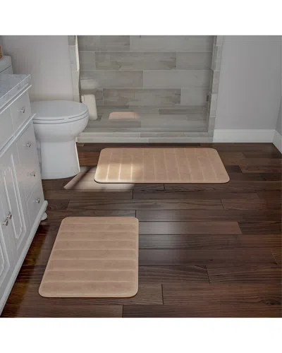Lavish Home 2pc Memory Foam Quick Dry Bath Mat In Taupe