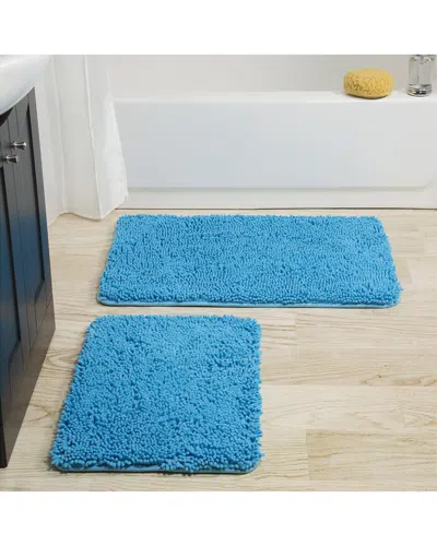 LAVISH HOME LAVISH HOME 2PC MEMORY FOAM SHAG BATH MAT