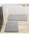 Lavish Home 2pc Memory Foam Shag Bath Mat In Grey