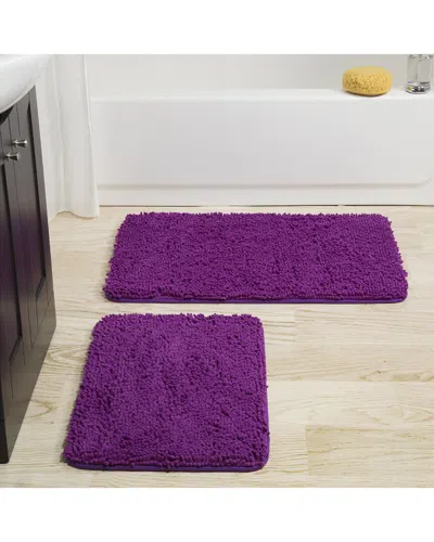 LAVISH HOME LAVISH HOME 2PC MEMORY FOAM SHAG BATH MAT