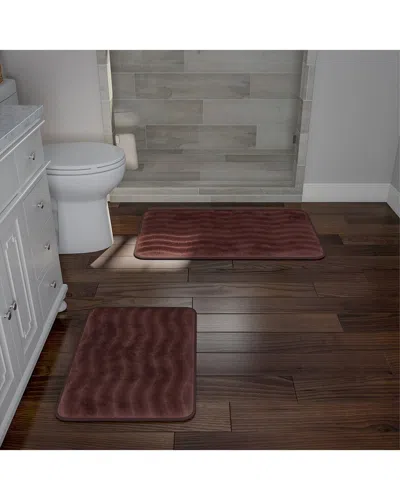 Lavish Home 2pc Soft Memory Foam Bath Mat Set In Brown