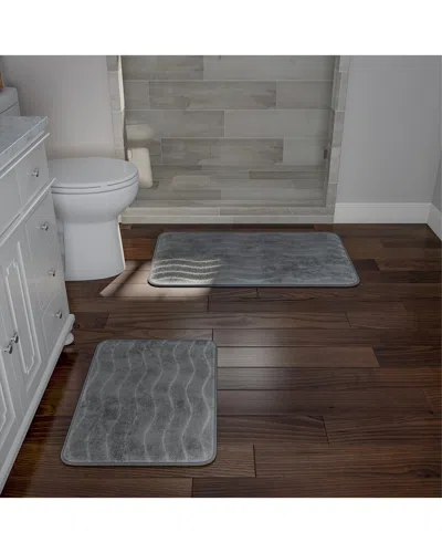 Lavish Home 2pc Soft Memory Foam Bath Mat Set In Gray