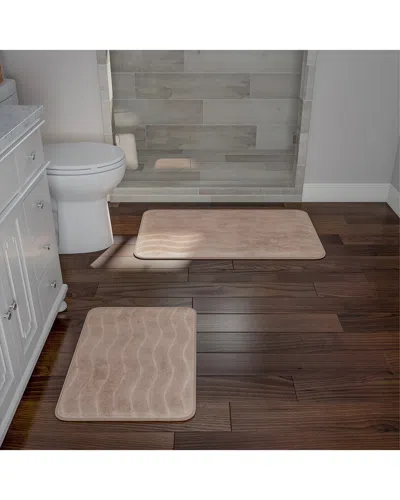 Lavish Home 2pc Soft Memory Foam Bath Mat Set In Taupe