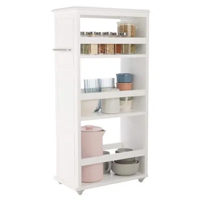 Lavish Home 3 Tier Slim Rolling Storage Cart - 9” Narrow Rolling Cart With Handle And Wheels For Bathroom, Laund In White