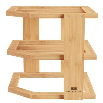 Lavish Home 3-tier Bamboo Corner Shelf Rack For Kitchen Or Bathroom Cabinet, Countertop, And More In Natural