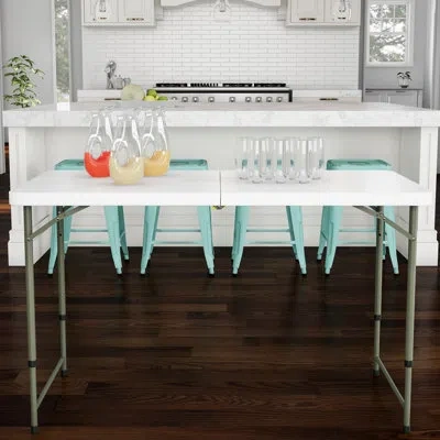 Lavish Home 48" Plastic Rectangular Adjustable Folding Table With 2 Height Settings - Indoor And Outdoor In White